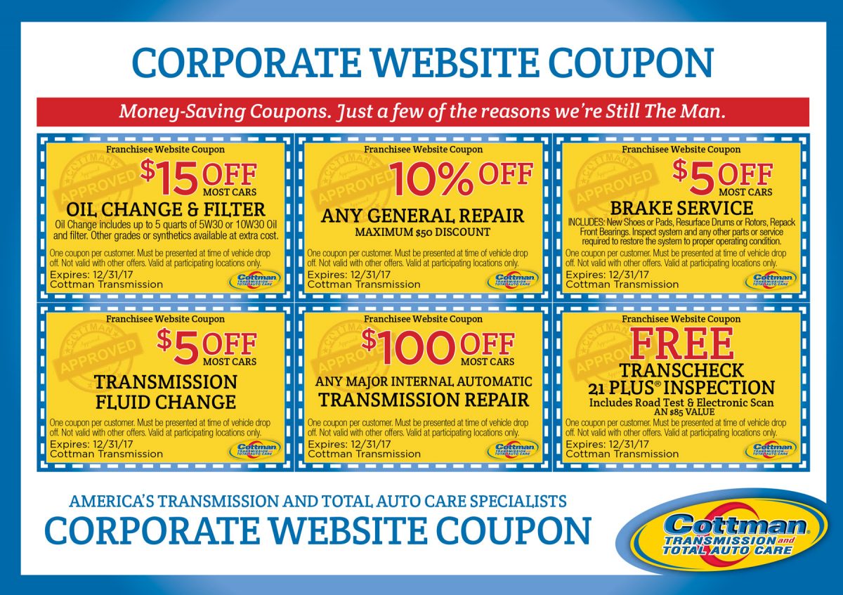 CottmanCorporateCoupons2017 Cottman Transmission and Total Auto Care