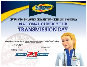 National Check Your Transmission Day Declaration Certificate